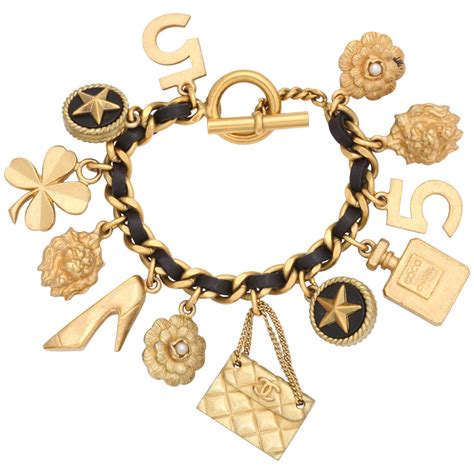 chanel charm bracelet black leather|chanel charm bracelet price.